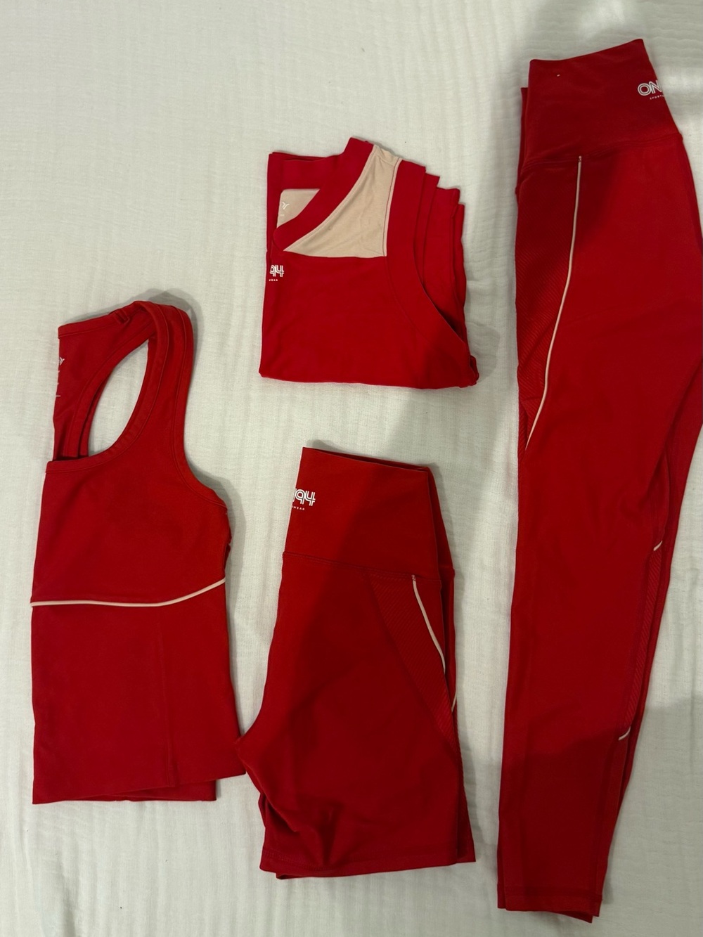 Old Navy Red Tank with Cream Piping